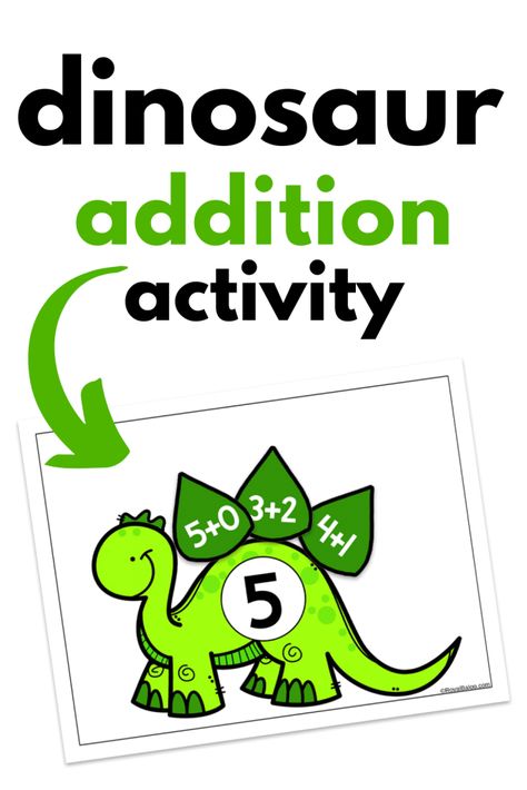 Dinosaur Counting and Addition - Royal Baloo Dinosaur Addition, Dinosaur Counting, Addition Activity, Addition Activities, Addition Facts, Dinosaur Activities, Simple Addition, Dinosaur Theme, School Math