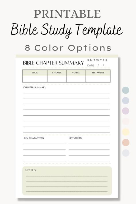 Chapter Summary Template, Summary Worksheet, Printable Bible Study, Bible Study Template, Bible Study Worksheet, Faith Journal, Chapter Summary, Bible Study Printables, Group Study