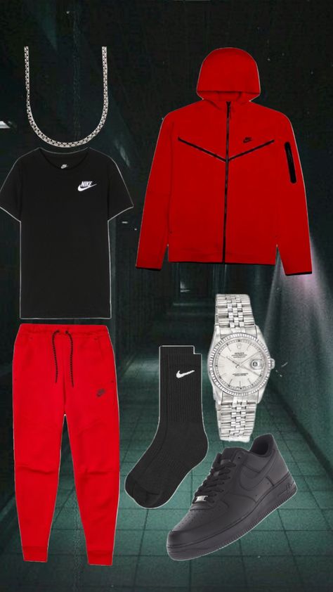 Red Nike Tech Fit Nike Tech Fit, Red Nike Tech, Red Nike, Nike Tech, School Fits, Nike, Red