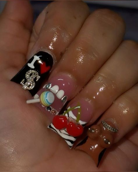 Junk Nails, Acrylic Nail Set, Punk Nails, Duck Nails, Hard Nails, Colored Acrylic Nails, Short Square Acrylic Nails, Exotic Nails, Acrylic Nails Coffin Pink