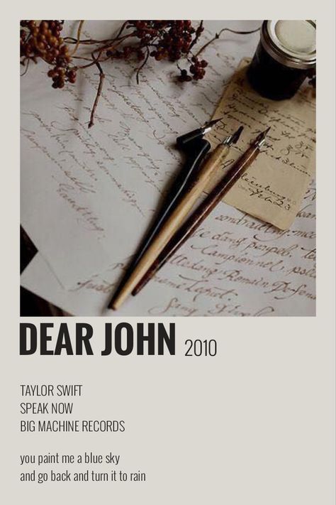 Poem Widget, Speak Now Polaroid, Taylor Swift Polaroid Poster, Taylor Polaroid, Taylor Prints, Taylor Swift Dear John, Polaroid Songs, Taylor Swift Polaroid, Song Prints