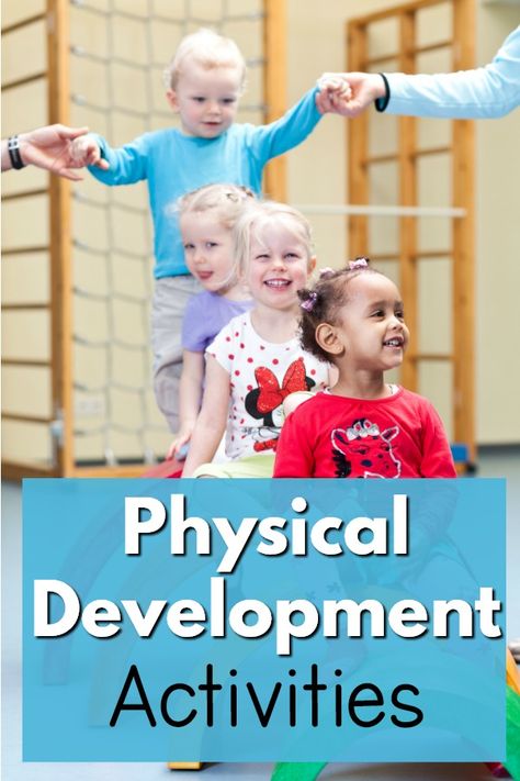 Physical Development Activities for Large Motor Skills | Pink Oatmeal Physical Development Activity Preschool, Preschool Pe, Preschool Checklist, Physical Development Activities, Pediatric Physical Therapy Activities, Pink Oatmeal, Preschool Gymnastics, Child Development Activities, Emotions Preschool