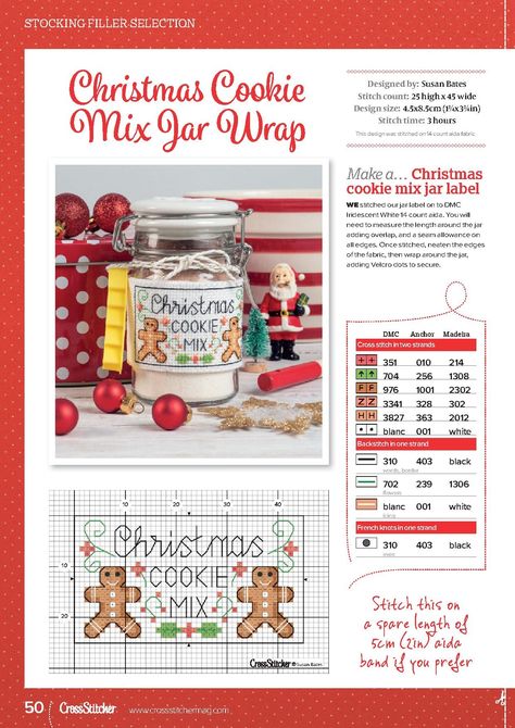 Cookie Mix Jar, Diy Bags Patterns, Cookie Mix, Jar Labels, Cookie Designs, Christmas Cross, Velcro Dots, Stocking Fillers, Christmas Cross Stitch