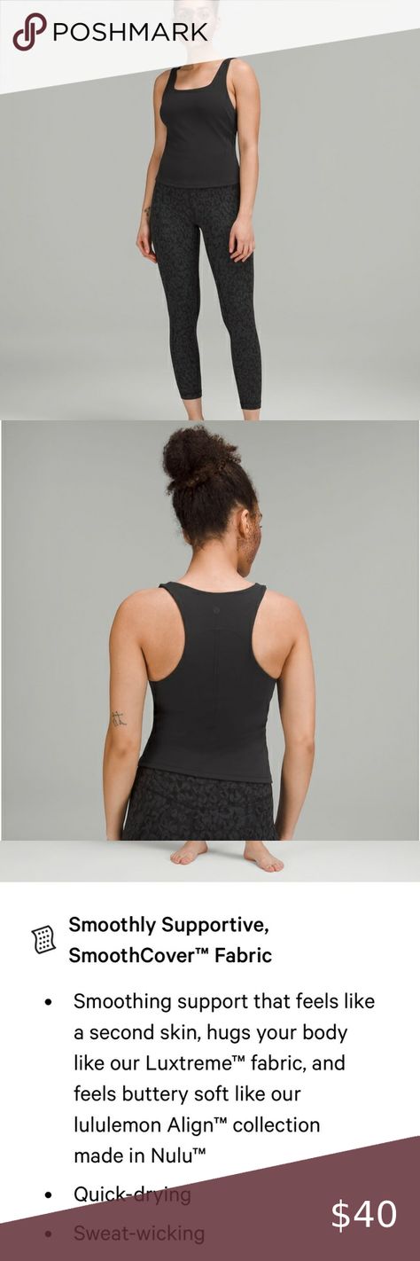 Lululemon Instill tank black size 8  NWOT Built In Shelf, Shelf Bra, Waist Length, Second Skin, Poshmark Lululemon, Quick Dry, Lululemon Athletica, Built In, Bra