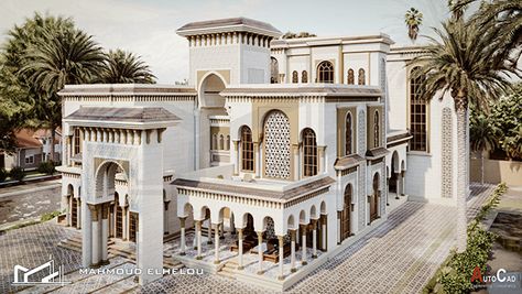 Islamic Architecture House, Arabic House Design, Andalusian Architecture, Moroccan Riad, Classical House, Classic House Exterior, Architectural Sculpture, Classic House Design, Mosque Architecture