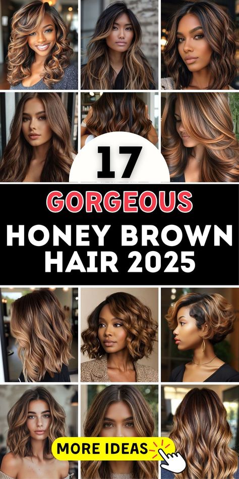 Discover the charm of Honey Brown Hair 2025 with 17 inspiring ideas, from highlights caramel to rich balayage and honey blonde tones. Designed for black women and brown skin, these styles add depth and dimension to braids, curly hair, and silk press looks. Golden, red, and ash shades create versatile options for short and medium lengths, while chocolate and caramel hues provide a warm, natural finish. Honey Brown Hair, Caramel Balayage, Blonde Tones, Silk Press, Honey Brown, Honey Blonde, Brown Skin, Blonde Highlights, Braid Styles