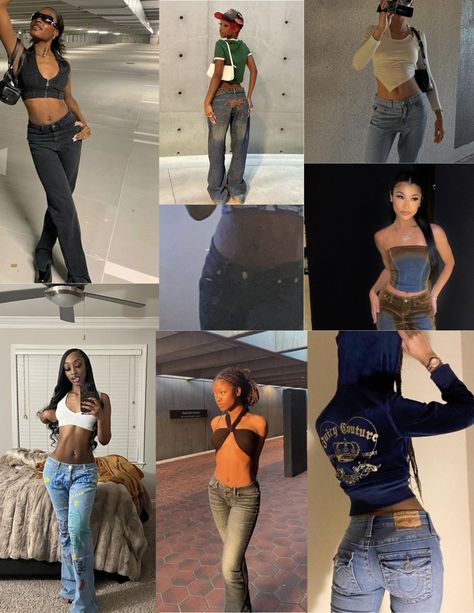 Going Out Outfits Low Rise Jeans, Low Rise Jeans Outfit Baddie, Cute Outfits Low Rise Jeans, Low Rise Jeans Black Women, Blue Low Rise Jeans Outfit, Low Rise Jeans Curvy, Low Rise Jeans Outfit Summer, How To Style Low Rise Flare Jeans, Low Rise Jeans Outfit Fall