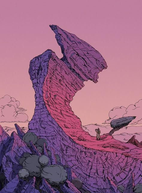 Moebius Comics, Toon Characters, Production Ideas, Environment Inspiration, Big Artwork, Retro Scifi, Moebius Art, Bacon Art, Animation Types