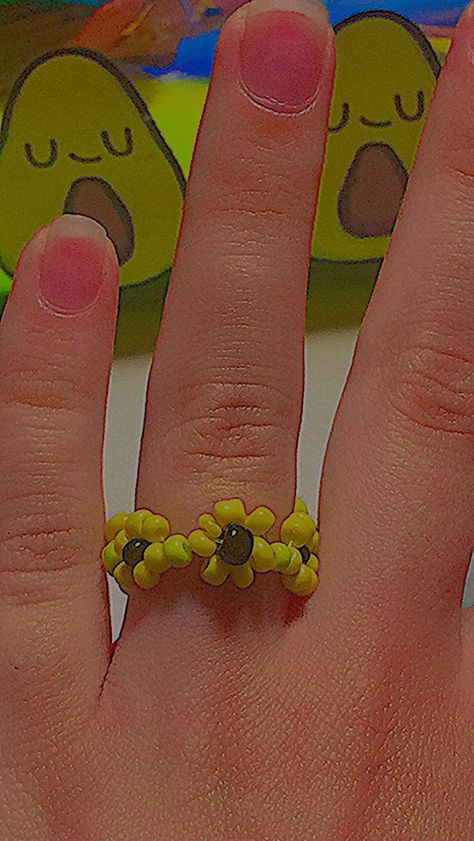 handmade sunflower ring with beads Handmade Sunflower, Sunflower Ring, Sunflower, Beads, Ring, Quick Saves, Art