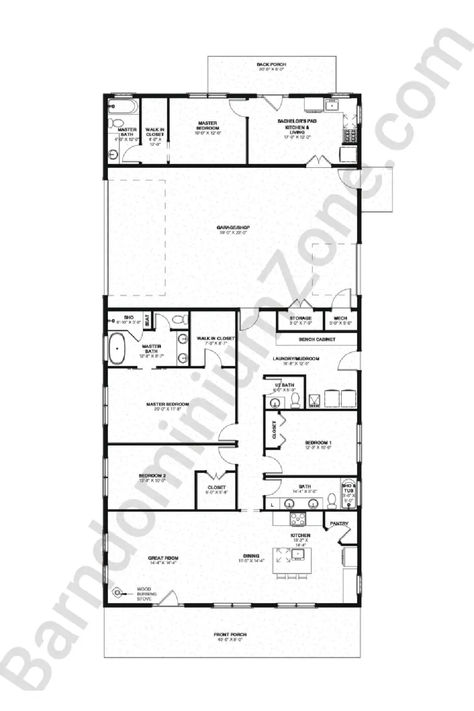 40x80 barndominium floor plans with shop Floor Plans Drawing, 40x80 Barndominium, 40x80 Barndominium Floor Plans, Barndominium Floor Plans With Shop, 4 Bedroom Barndominium Floor Plans, Build A Barndominium, Plane House, Dream Barndominium, Metal Building Kits