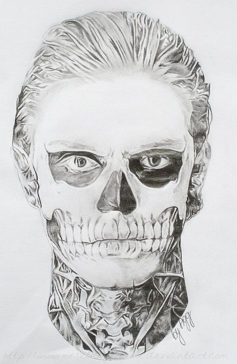 Drawing Tate Langdon, Tate Langdon Sketch, Tate Langdon Drawing, Horror Art Drawing, Tate Langdon Skull, Tessellation Art, Drawing Men, Vampire Drawings, Movie Tattoos