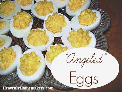 Angel Eggs Recipe, Angel Eggs, Bacon Deviled Eggs Recipe, Chef Cake, Deviled Eggs Recipe, Potluck Dishes, Eggs Recipe, Chocolate Pies, Cake Decorating Tools