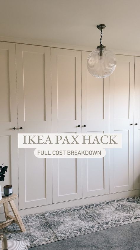 Ikea Wardrobe With Tv, Ikea Wardrobe In Bedroom, Homemade Built In Wardrobe, White Ikea Pax Wardrobe, Wardrobe In Office, Wall To Wall Wardrobe Ideas, Bedroom Floor To Ceiling Wardrobes, Ikea Built In Hack Pax, How To Make Ikea Pax Look Built In