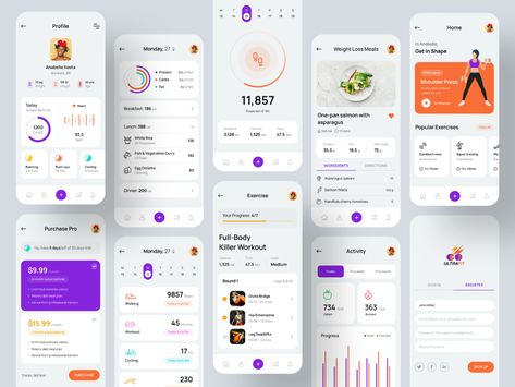 Fitness Tracking App, Health App Design, Nutrition App, App Design Layout, Ios App Design, Fit App, Wellness Apps, Desain Ui, App Interface Design