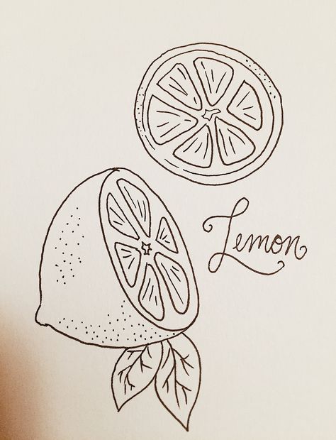 Lemon Aesthetic Drawing, Lemon Doodle Drawing, Sharpie Pen Art, Lemon Cartoon Drawing, Fruit Drawing Aesthetic, Fun Drawing Ideas Doodles, Simple Fruit Drawings, Fruit Aesthetic Drawing, Fruit Doodle Art