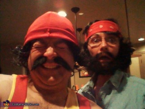 Cheech & Chong - 2012 Halloween Costume Contest Cheech N Chong Costume, Mustache Costume, Clever Costumes, Costumes For Couples, Diy Couples Costumes, Halloween Tricks, Red Suspenders, Crazy Costumes, Happy Haunting