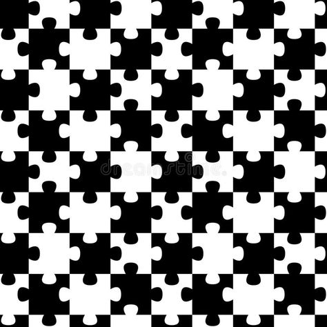 Jigsaw puzzle pieces seamless background pattern. Black and white puzzle pieces , #AFF, #seamless, #background, #pieces, #Jigsaw, #puzzle #ad Puzzle Illustration Design, Puzzle Aesthetic, Tile Illustration, Optical Illusions Drawings, Black And White Carpet, Tessellation Patterns, 3d Geometric Shapes, Puzzle Pattern, Jigsaw Puzzles Art