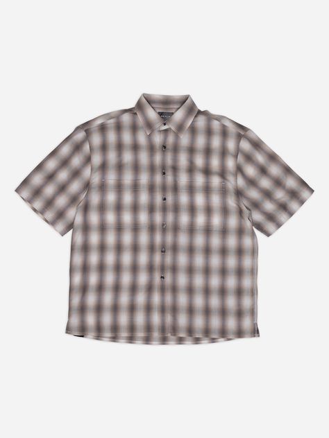 BEACH BRAINS Pocket Shirt Shirt is a short-sleeved, cotton button-up shirt in a grey check plaid. Featuring a large collar, dropped shoulder, wider body and slight crop, this is a stiff cotton shirt with an embroidered bottom left detail. - Boxy cropped fit- 40% Cotton 60% Poly- Clean lines- Jack is 6'3", an AU size L and wears a L- Designed in Auckland, NZ Bottom Shirt Outfit, Cropped Button Up, Silly Clothes, Boxy Shirt, High School Outfits, Auckland Nz, Aesthetic Dress, Grey Plaid, Clothing Mockup