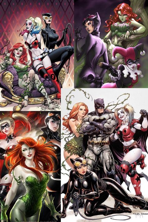 Dc Female Villains, Villains Tattoo, Gotham City Sirens, Batman Painting, Batman Comic Wallpaper, Halloween Villain, Joker Comic, Dc Comics Girls, Comics Logo