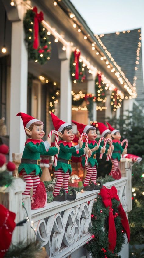 Bring the magic and mischief of Santa's little helpers to your porch with these 310 whimsical elf Christmas decor ideas. Incorporating playful elements like elf figurines, candy cane accents, and fun, colorful displays, these tips add a lighthearted, joyful touch to your holiday decorations. Ideal for families and those who love a bit of Christmas whimsy, these ideas will make your porch delightfully festive. Elf Christmas Decor, Christmas Whimsy, Christmas Porch Decor Ideas, Christmas Porch Decor, Santa's Little Helper, Elf Christmas, Christmas Porch, Christmas 2017, Christmas Decor Ideas