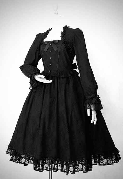 ❨ victorian maiden - rose lace elegant long op ❩ Goth Outfits Female, Victorian Maiden, Dark Victorian Aesthetic Outfit, Victorian Dresses Aesthetic, Goth Victorian Dress, Black Victorian Dress, Dresses Aesthetic, Royal Clothing, Pretty Prom Dresses