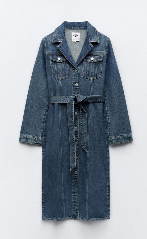 Zara ZW Midi Denim Dress With Pocket Size XS  | eBay Midi Denim, Women Midi, Zara Woman, Dress With Pockets, Zara United States, Womens Midi Dresses, Lapel Collar, Denim Fabric, Zara Women