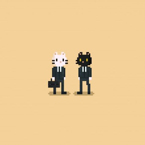 Pixel People Art, People Pixel Art, Office Pixel Art, Pixel Art Cat, How To Pixel Art, Cat Office, Cat Pixel Art, Pixel Cat, Pixel People