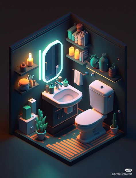 Low Poly Isometric Room, 3d Isometric Design, Blender Isometric Room, Blender Isometric, Layout Composition, Blender Art, Isometric Room, Lowpoly 3d, Aesthetic Architecture