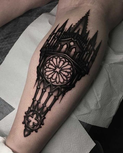 Gothic Art Tattoo, Sake Tattoo, Cathedral Tattoo, Church Tattoo, Tattoos Mandala, Skeleton Hand Tattoo, Tattoos Geometric, Back Of Shoulder Tattoo, Spooky Tattoos