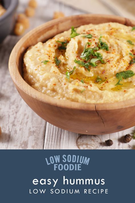 Heart Healthy Hummus Recipe, Low Sodium Hummus, Low Sodium Hummus Recipe, Low Sodium Diet Plan, High Blood Pressure Diet Meals, Low Sodium Recipes Heart, Healthy Hummus Recipe, Low Sodium Snacks, Heart Healthy Recipes Low Sodium