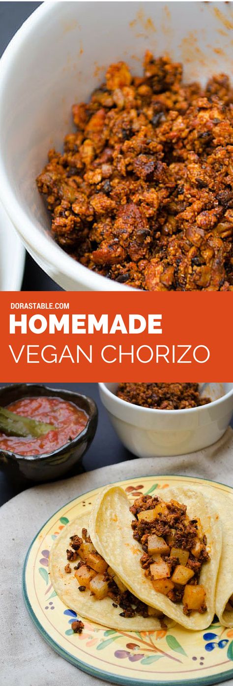 Homemade vegan chorizo. This is the only recipe you will ever need. It is spicy and crumbly, with notes of clove and coriander. Vegan Chorizo, Veggie Recipe, Vegan Mexican Recipes, Burritos Recipe, Recipe Breakfast, Breakfast Burritos, Vegan Cooking, Vegan Foods, Vegan Eating