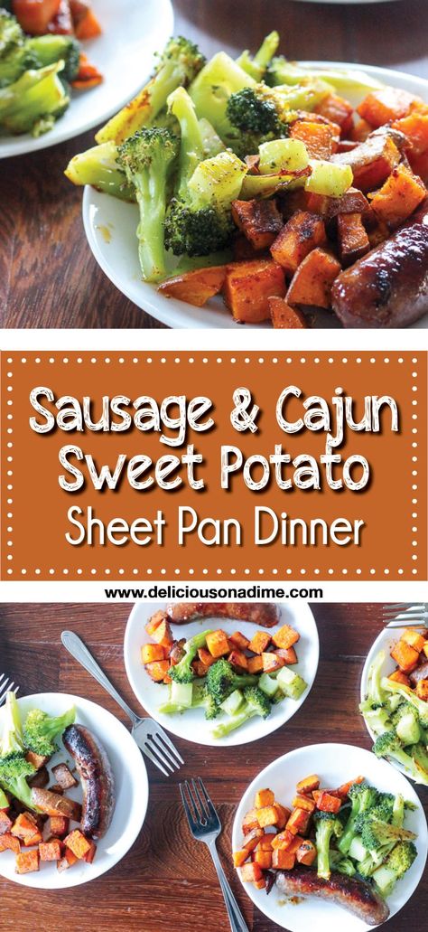 This Sausage and Cajun Sweet Potato Sheet Pan Dinner recipe is on the table in 25 minutes and is easy easy easy! Make it as a quick weeknight supper, or do your lunch prep for the entire week! You can customize the cajun spice to make it spicy or completely mild. It's delicious! #sheetpanmeals #onepanmeals #weeknightdinner Sweet Potato Sheet Pan Dinner, Sweet Potato Sheet Pan, Potato Sheet Pan Dinner, Potato Sheet Pan, Cajun Spice, Lunch Prep, Sheet Pan Dinners Recipes, Paleo Lunch, Prepped Lunches