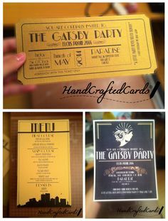 Great Gatsby Prom Theme, Gatsby Party Invitations, Prom Invitations, Great Gatsby Invitation, Great Gatsby Prom, Prom Tickets, Gatsby Birthday Party, Gatsby Gala, Prom Planning