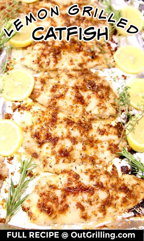 Catfish On The Grill Recipes, Catfish Grilled Recipe, Grilled Catfish Recipes Foil, Catfish Acadiana Recipe, Grilled Catfish Fillets, Grilled Catfish Recipes, Seafood Board, Grilled Catfish, Catfish Recipe