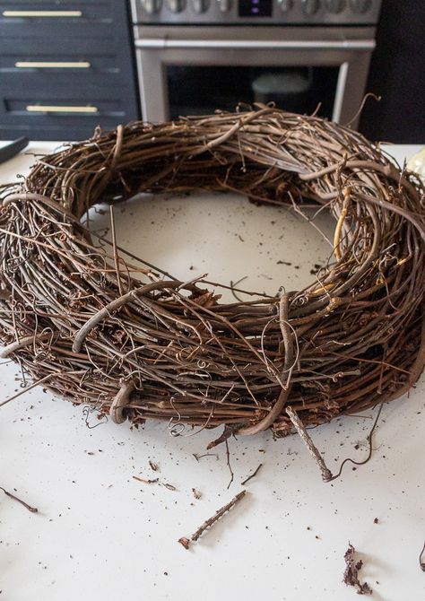 Bird’s Nest Shaped Spring Wreath Bird Nest Craft Decor, Nest Centerpieces, Bird Nest Centerpiece, Birds Nest Flower Arrangements, Wreath With Birds Nest, Bird Nest Wreath, Nest Candles, Willow Branches, Quail Eggs