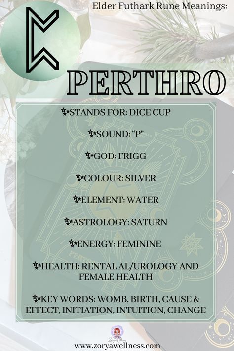 Perthro Elder Futhark Rune Meaning Perthro Rune Meaning, Casting Runes, Perthro Rune, Runic Formulas, Norse Runes Meanings, Eihwaz Rune, Viking Religion, Wicca Runes, Germanic Runes