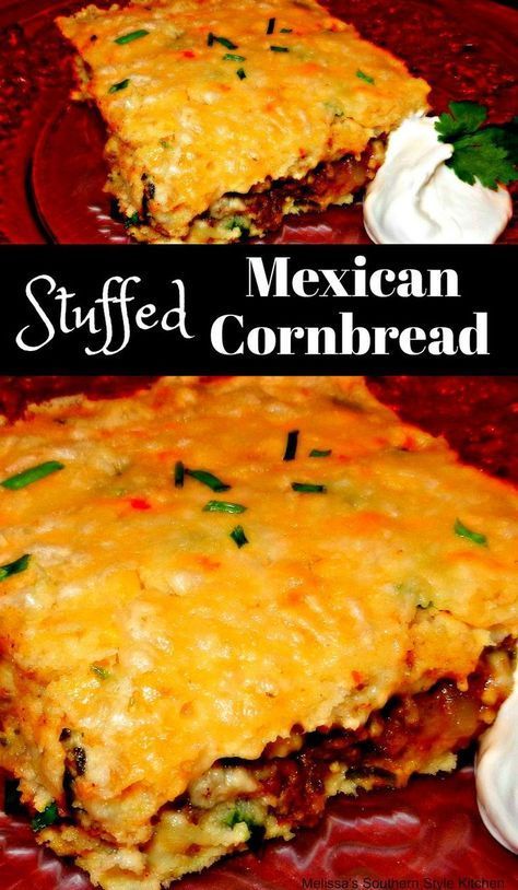 Stuffed Mexican Cornbread Recipe For Mexican Cornbread, Stuffed Cornbread, Easy Mexican Cornbread, Mexican Cornbread Casserole Recipe, Mexican Cornbread Recipe, Mexican Cornbread Casserole, Cornbread Casserole Recipe, Cornbread Recipes, Mexican Casserole Recipe