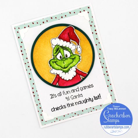 Crackerbox Stamps Grinch Christmas Card Grinch Christmas Cards, Grinch Christmas Card, Grinch Images, Christmas Cards Drawing, Grinch Crafts, Grinch Hands, Cute Christmas Cards, Stamped Christmas Cards, Christmas Card Ornaments