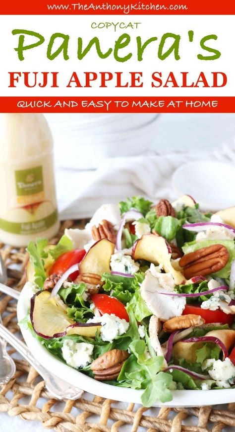 Apple Vinaigrette Dressing, Fuji Apple Recipes, Panera Fuji Apple Salad, Fuji Apple Salad, Apple Vinaigrette, Panera Salad, Salad Copycat, Apple Salad Recipe, Salad At Home