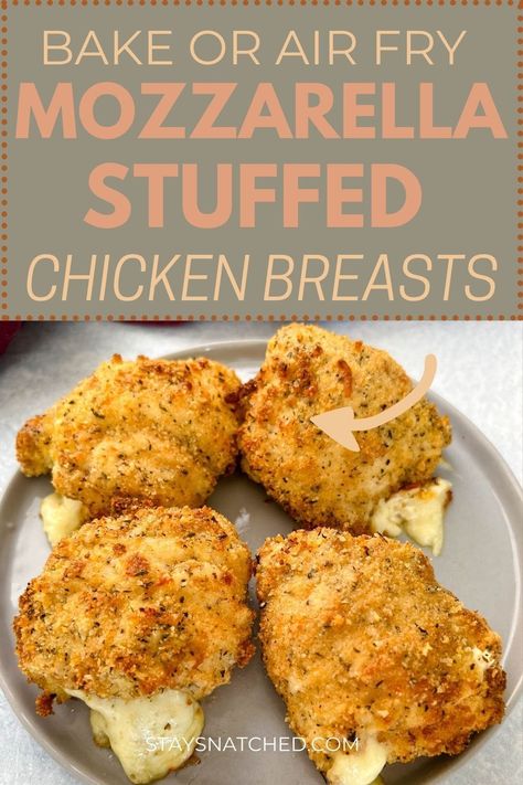 Baked Chicken And Mozzarella Recipes, Crazy Chicken Recipes, Stuffed Chicken No Cream Cheese, Baked Chicken With Mozzarella Cheese, Easy Mozzarella Chicken, Chicken Recipes Mozzarella, Chicken Stuffed Mozzarella Recipes, Mozzarella And Chicken Recipes, Stuffed Chicken Recipes Air Fryer