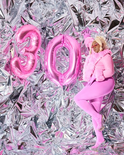 pink birthday shoot with foil background. 30th Birthday Shoot, Pink 30th Birthday, 30th Birthday Outfit, Bday Photoshoot, Turning 30, 30th Bday, Birthday Shoot, Photoshoot Inspo, Bday Ideas