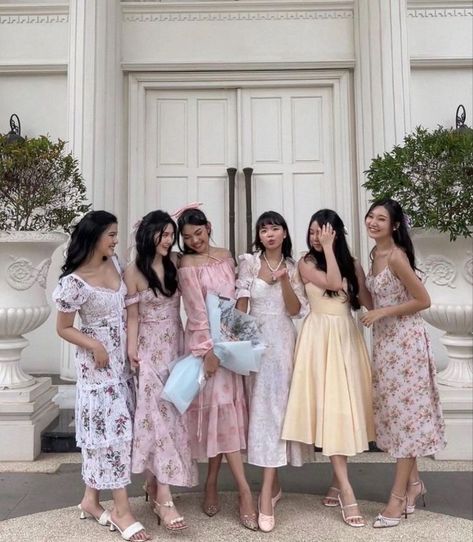 Cute Pink Outfits Aesthetic Dresses, Tea Party Outfit Inspiration, Pink Tea Party Outfit, Fairy Tea Party Aesthetic Outfit, Feminine Bachelorette Party, Coquette Tea Party Outfit, Tea Party Inspo Outfits, Victorian Tea Party Outfit, Couqutte Dress