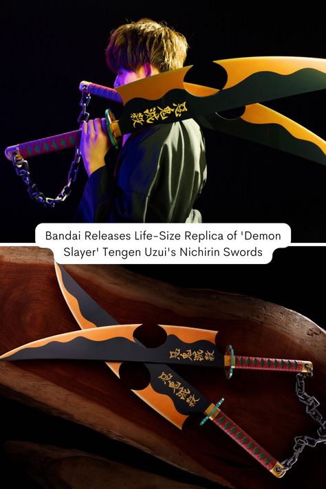 On the Bandai website, the Proplica Nichirin Sword (Tengen Uzui) is currently available for pre-order. The kanji inscription "Destroyer of Demons" is on the blade, and the handles are wrapped in diamond-patterned fabric. The swords are made of diecast ABS and have audio effects on the handle. Hypebeast Art, Capcom Vs Snk, Capcom Vs, Golden Family, City Of God, Video Game Room Design, Entertainment Design, Entertainment District, Anime Crafts