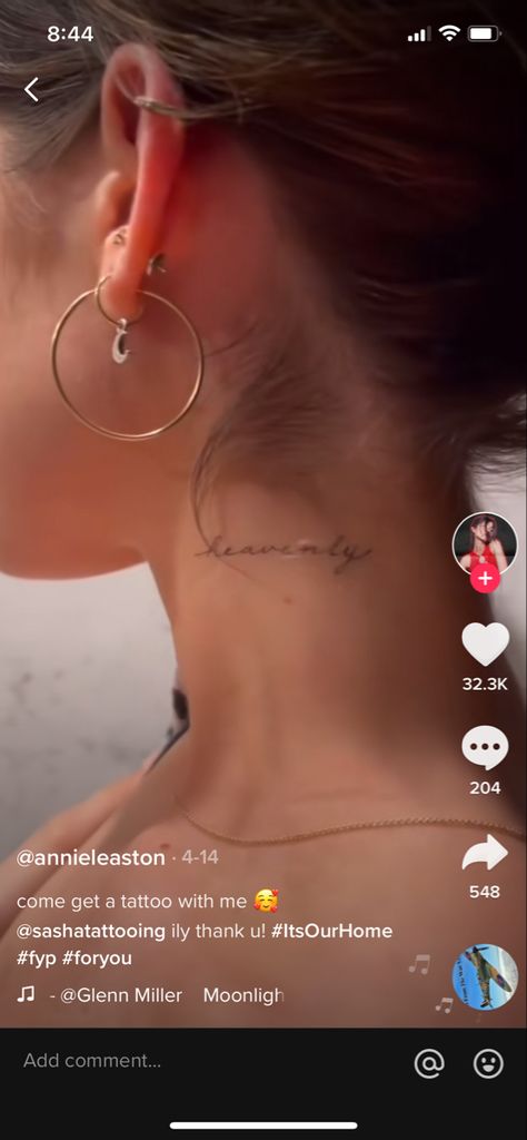 Neck Tattoo Cursive Writing, Small Cursive Neck Tattoo, Resilient Neck Tattoo, One Word Neck Tattoo, Ethereal Neck Tattoo, Neck Tattoo Fine Line, Fine Line Neck Tattoos Women, Neck Word Tattoo, Dainty Neck Tattoos For Women