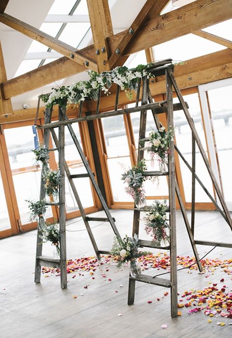 Ladder Wedding Arch, Ladder Wedding, Barwon Heads, Caravan Bar, One Day Bridal, Vintage Caravan, Blanket Ladder, Bridal Wedding Dress, Polka Dot Wedding