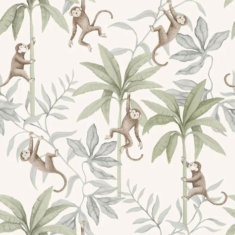 Jungle Theme Wallpaper, Neutral Kids Room, Checker Wallpaper, Jungle Monkey, Fiona Walker, Neutral Wallpaper, Jungle Wallpaper, Stripes Wallpaper, Friends Wallpaper