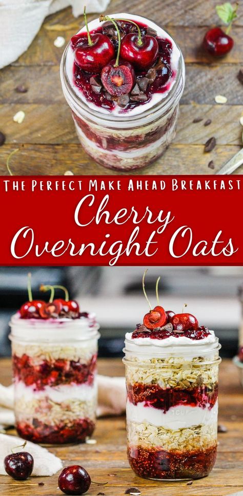 Best Make Ahead Breakfast, Cherry Overnight Oats, Oats In A Jar, Easy Make Ahead Breakfast, Overnight Oats Recipe Easy, Oats Recipes Breakfast, Overnight Oats In A Jar, Best Overnight Oats Recipe, Breakfast Oats Overnight