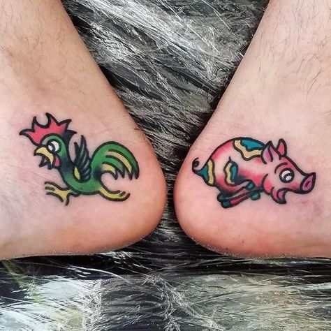 275+ Awesome Sailor Jerry Tattoos With Meanings (2023) - TattoosBoyGirl Traditional Pig Tattoo, Pig And Rooster Tattoo, Unisex Tattoos, California Tattoos, Sailor Jerry Tattoo, Sailor Jerry Flash, Sailor Jerry Tattoo Flash, Chicken Tattoo, Rooster Tattoo