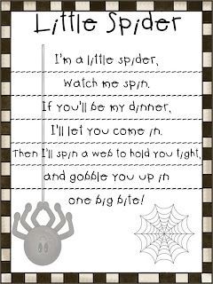 First Grade Fanatic!: Spider Poem First Grade Poems, Spider Poem, Spider Song, Kindergarten October, Spider Unit, Kindergarten Poems, Toddler Songs, October School, Spider Theme