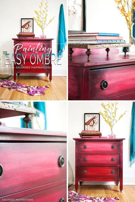 Boho Style Ombre Easy Painting - Salvaged Inspirations Ombre Paint, Salvaged Inspirations, Boho Furniture, Funky Furniture, Refurbished Furniture, Paint Furniture, Paint Ideas, Flipping Furniture, Redo Furniture